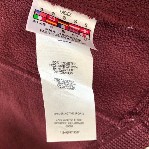 SPYDER Endure Maroon Full Zip Stryke Fleece Jacket Size  Small - Picture 8 of 8